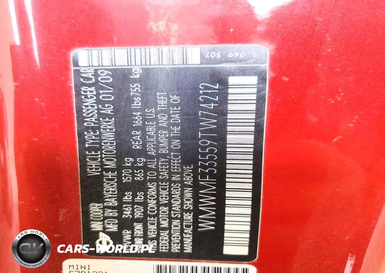2009 Mini Cooper VIN:WMWMF33559TW74212 - 12