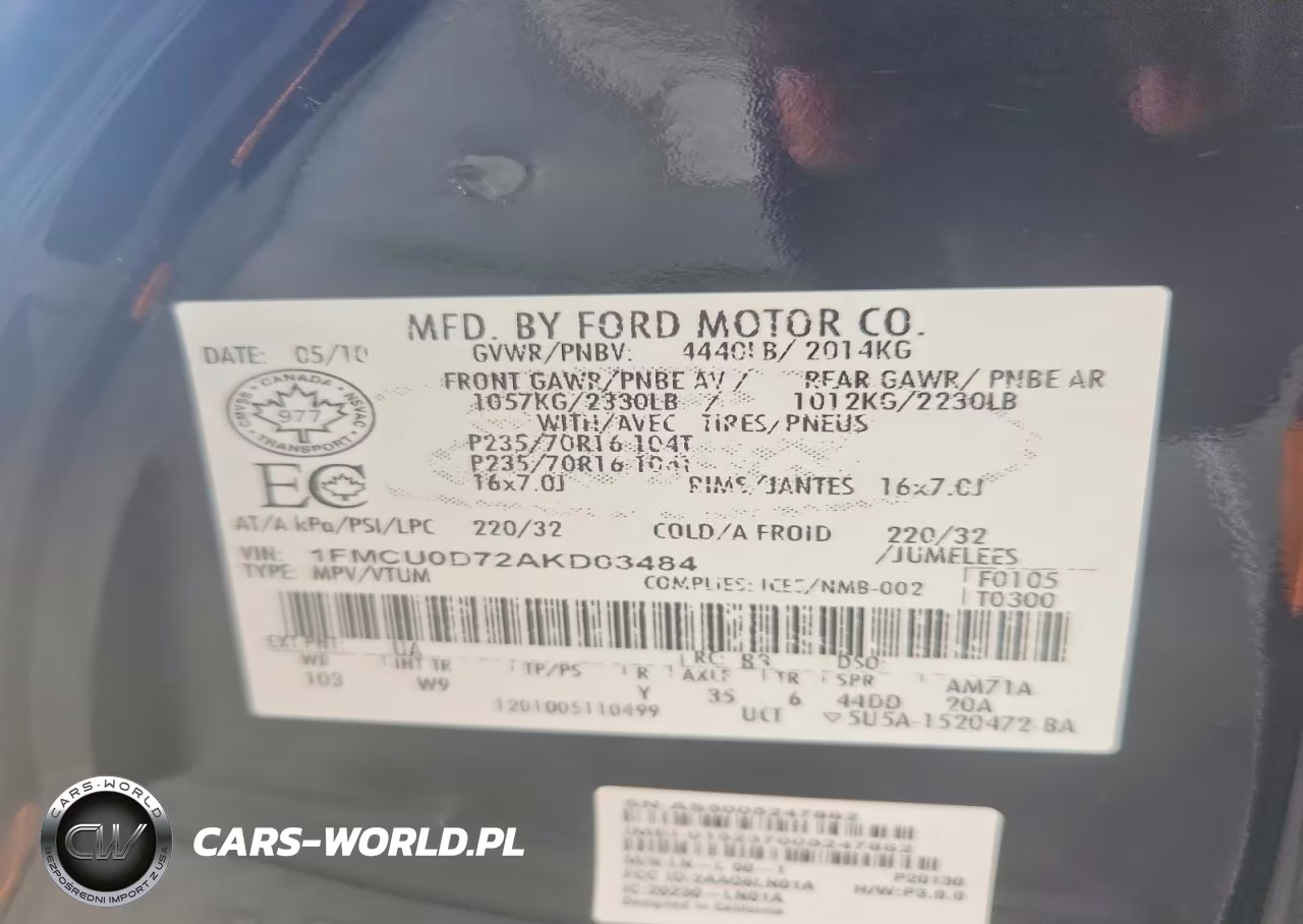 2010 Ford Escape Xlt VIN:1FMCU0D72AKD03484 - 13