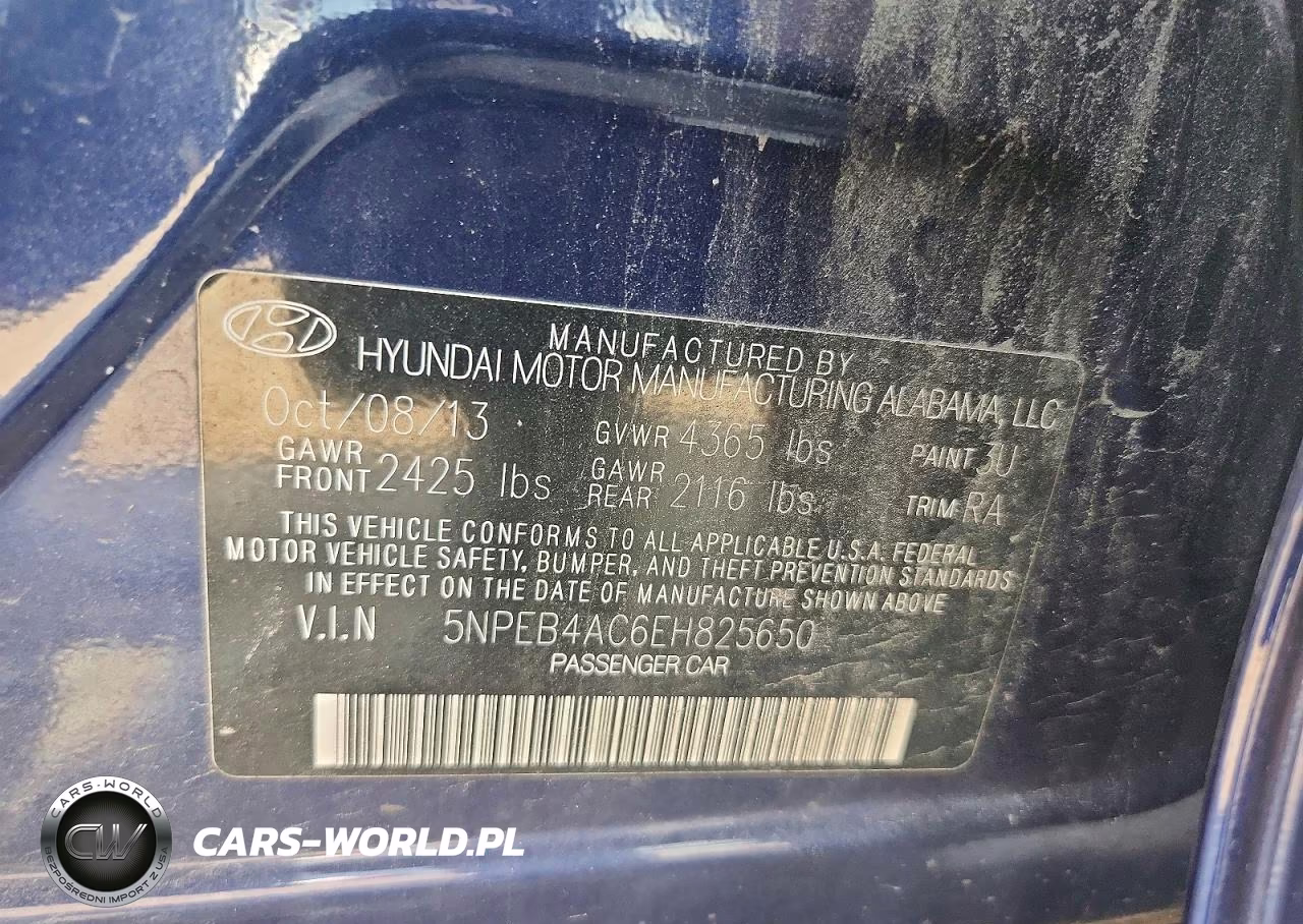 2014 Hyundai Sonata Gls VIN:5NPEB4AC6EH825650 - 12