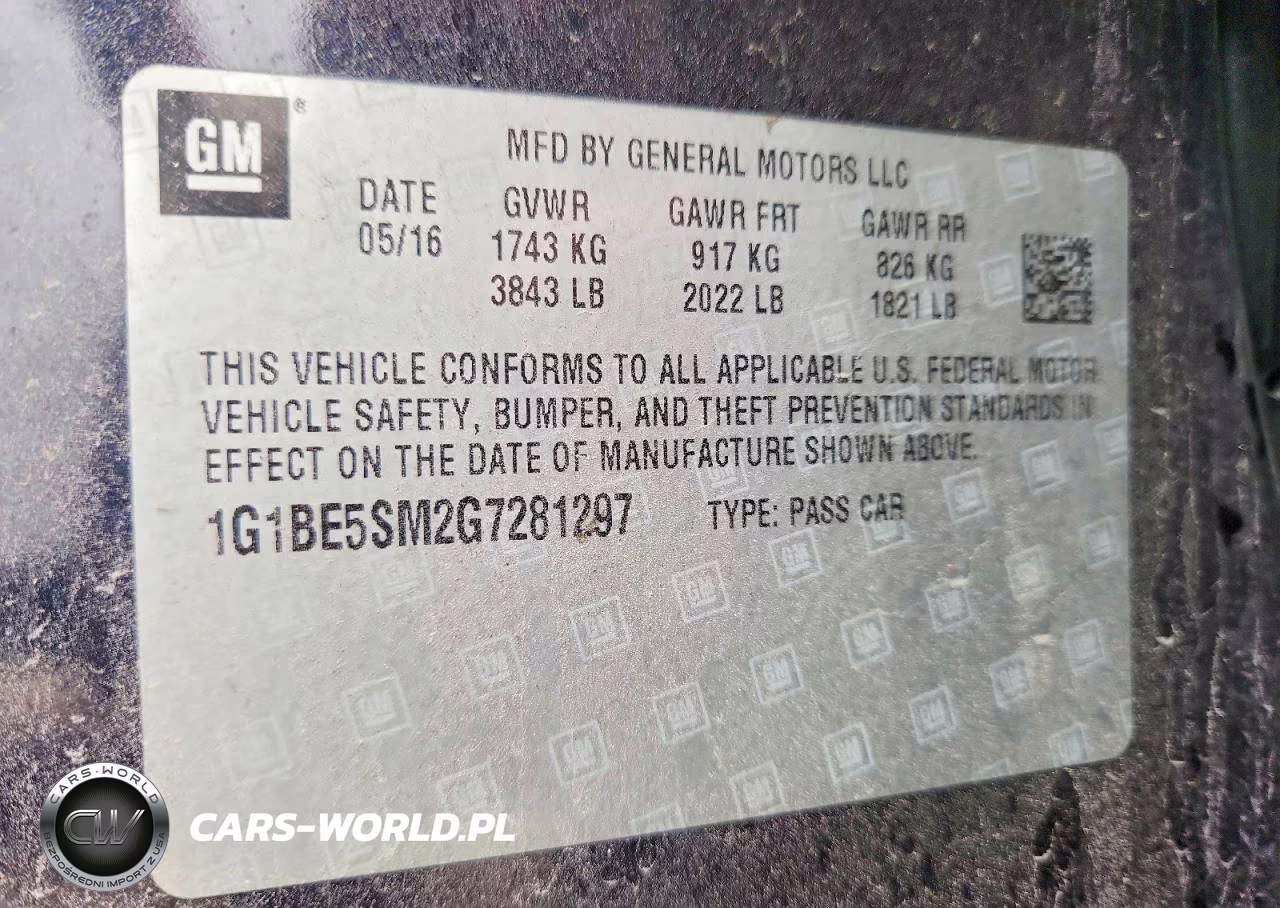 2016 Chevrolet Cruze Lt VIN:1G1BE5SM2G7281297 - 12