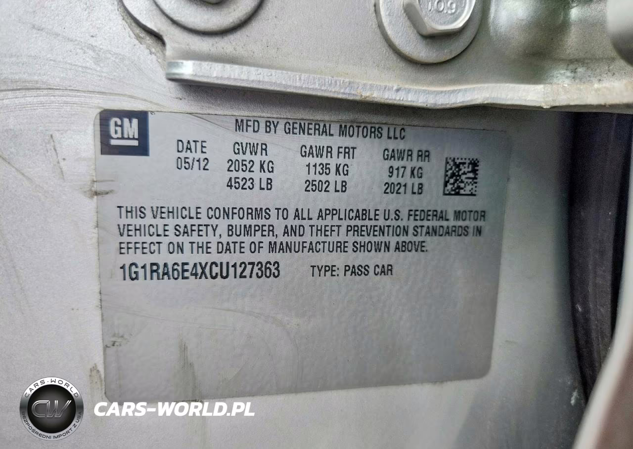 2012 Chevrolet Volt VIN:1G1RA6E4XCU127363 - 13