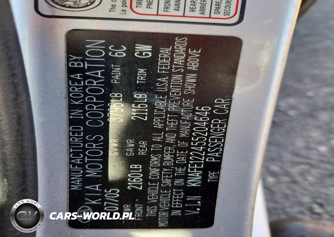 2005 Kia Spectra Lx VIN:KNAFE122455204646 - 13
