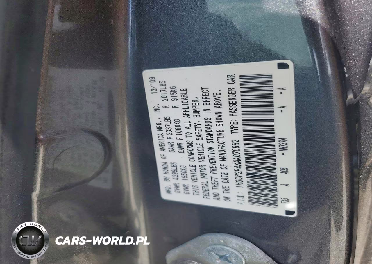2010 Honda Accord Lxp VIN:1HGCP2F4XAA070682 - 12