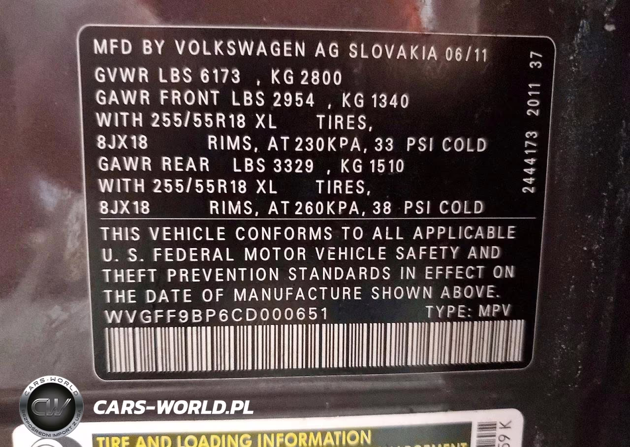 2012 Volkswagen Touareg V6 VIN:WVGFF9BP6CD000651 - 14