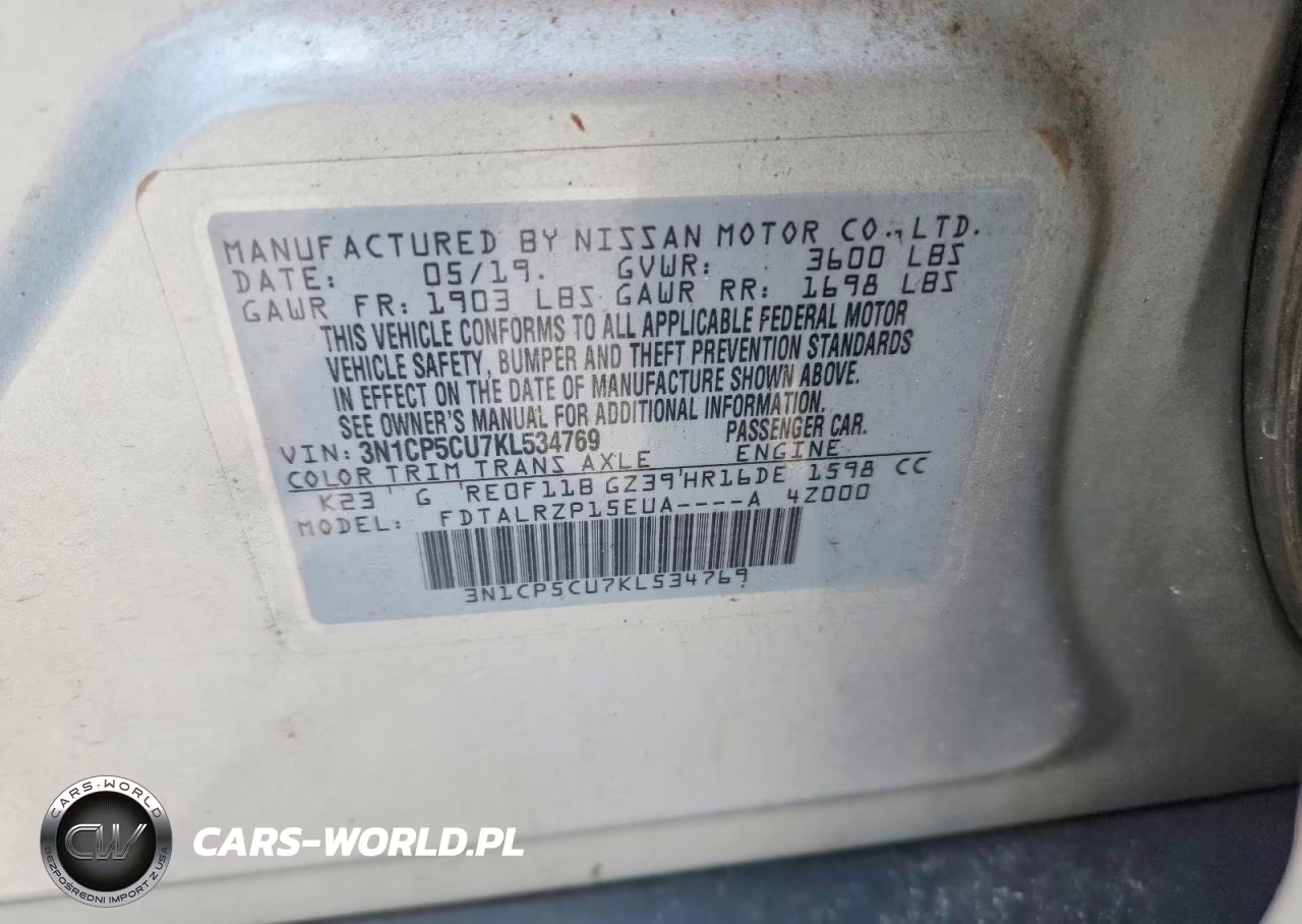 2019 Nissan Kicks S VIN:3N1CP5CU7KL534769 - 13