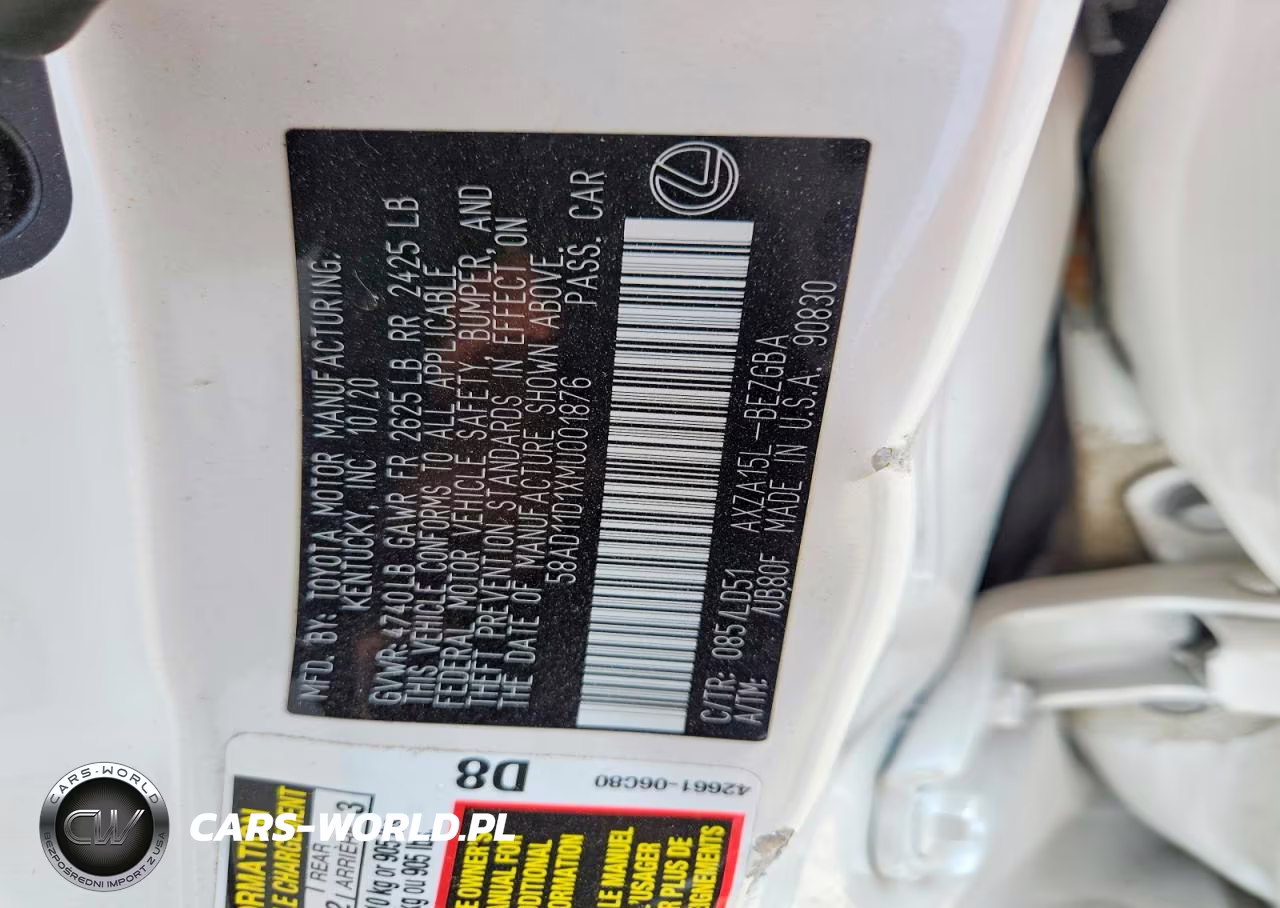 2021 Lexus Es 250 Base VIN:58AD11D1XMU001876 - 12
