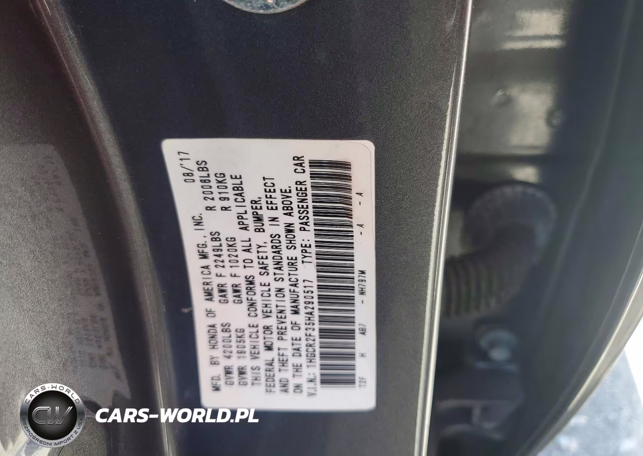 2017 Honda Accord Lx VIN:1HGCR2F35HA290517 - 12