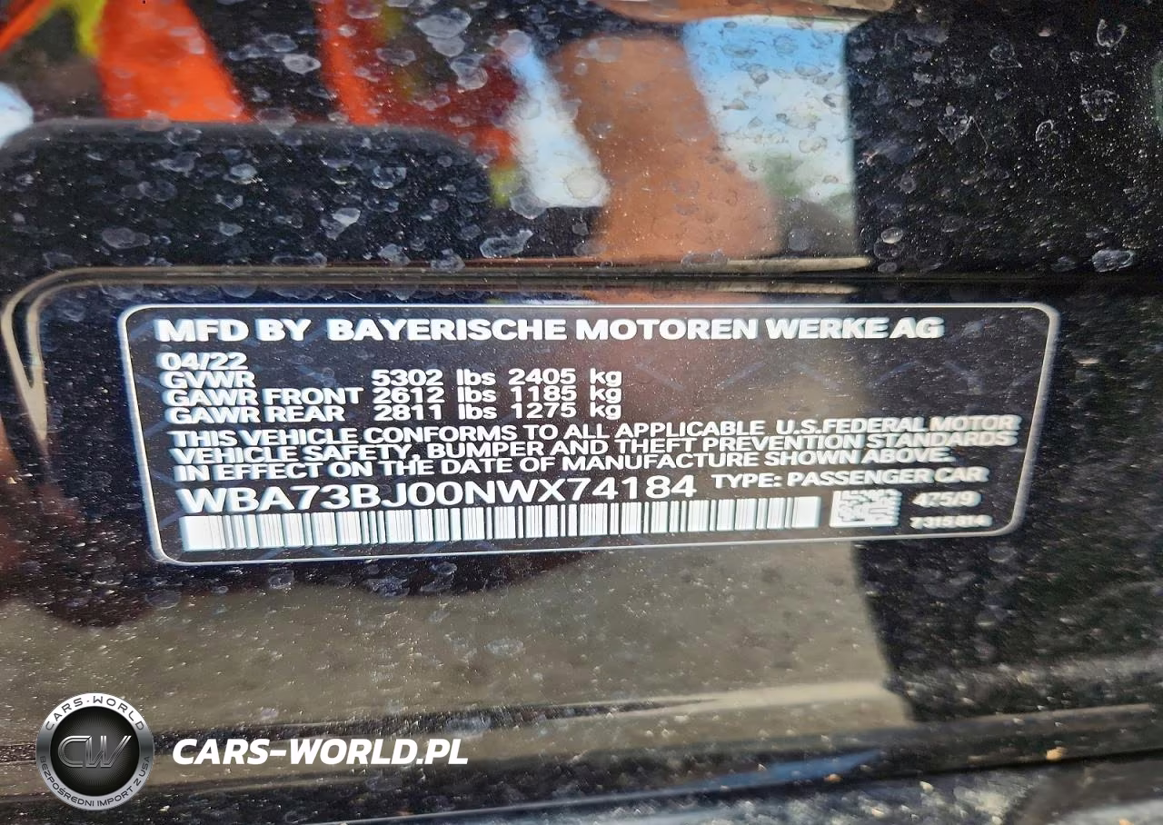 2022 BMW 540 Xi VIN:WBA73BJ00NWX74184 - 13