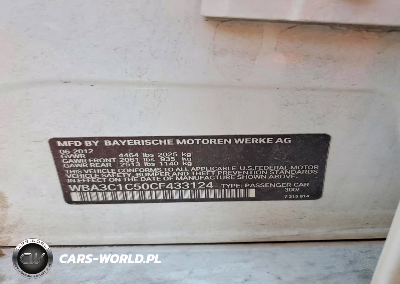 2012 BMW 328 I Sulev VIN:WBA3C1C50CF433124 - 12