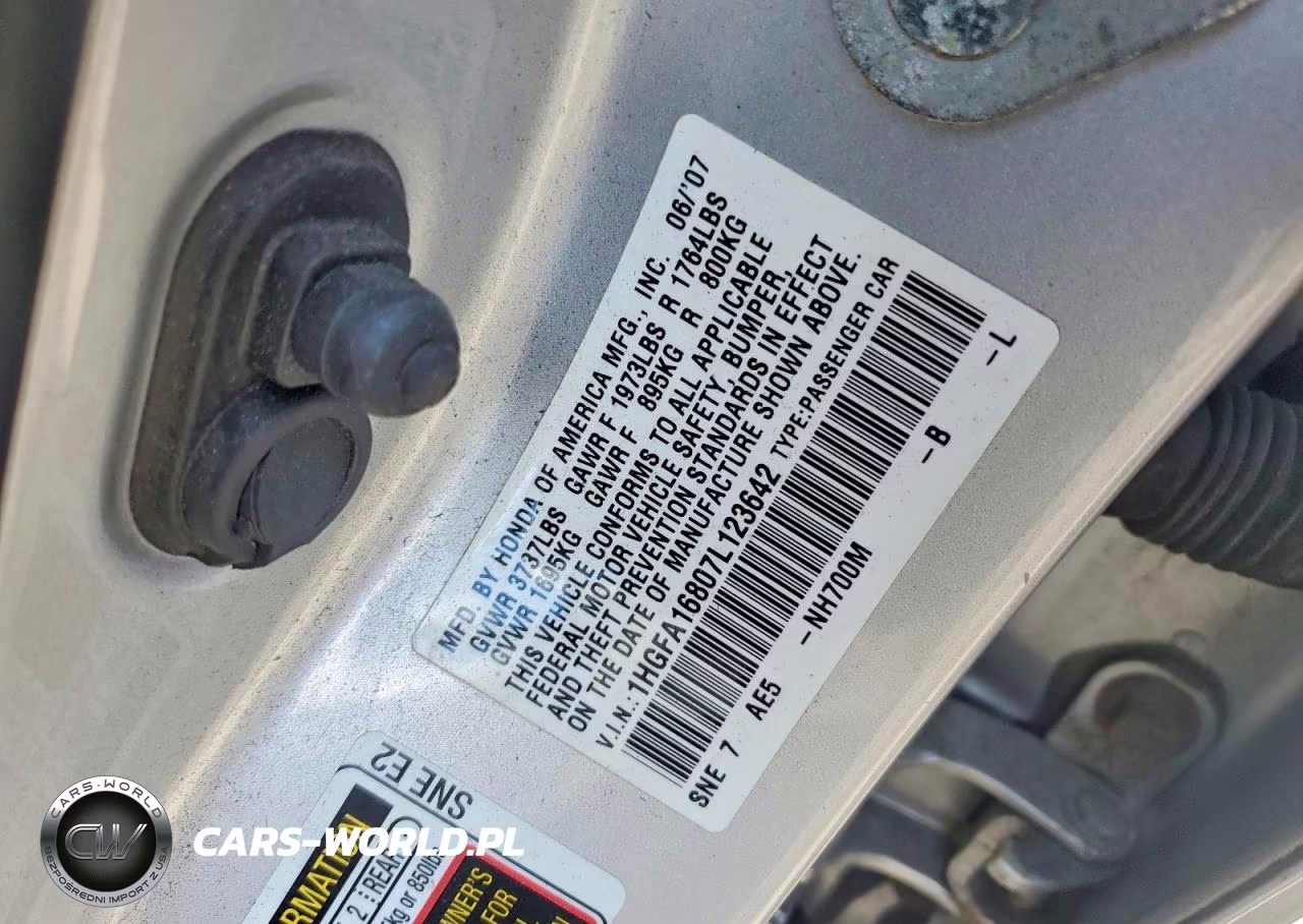 2007 HONDA CIVIC EX VIN:1HGFA16807L123642 - 12
