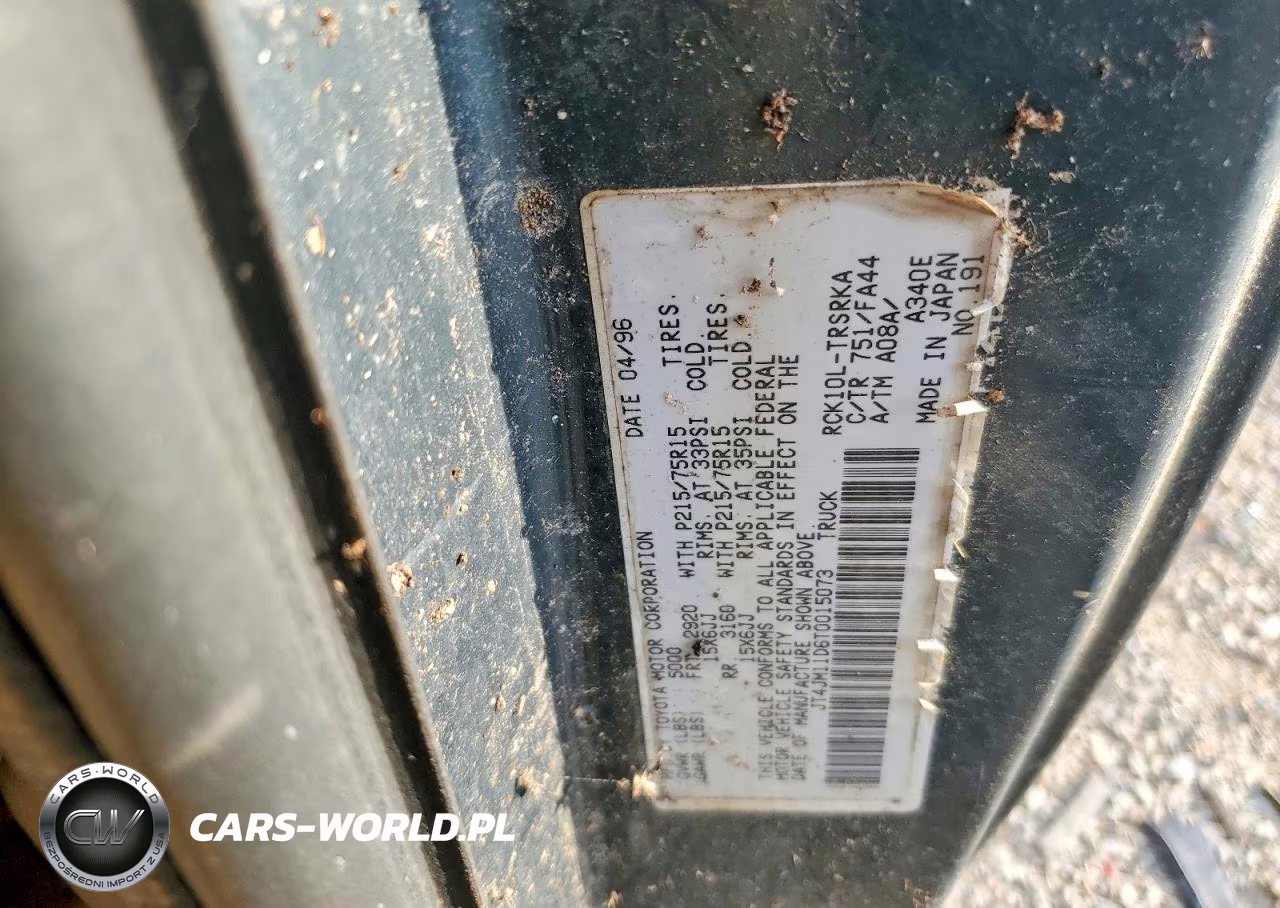 1996 Toyota T100 Base VIN:JT4JM11D6T0015073 - 12