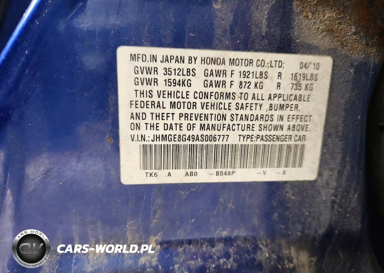 2010 Honda Fit Sport VIN:JHMGE8G49AS006777 - 13