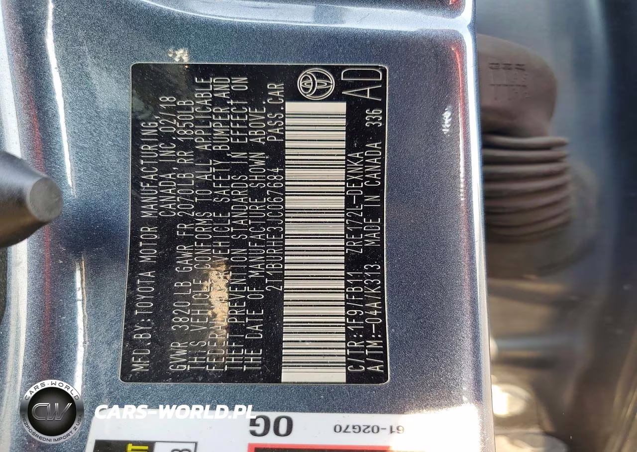 2018 Toyota Corolla Le VIN:2T1BURHE3JC067684 - 12