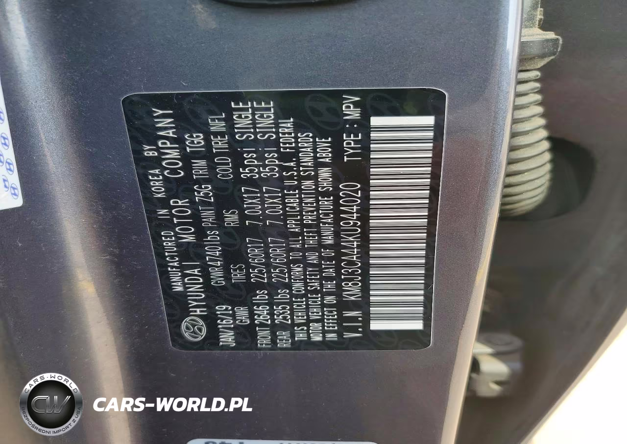 2019 Hyundai Tucson Value VIN:KM8J3CA44KU944020 - 13