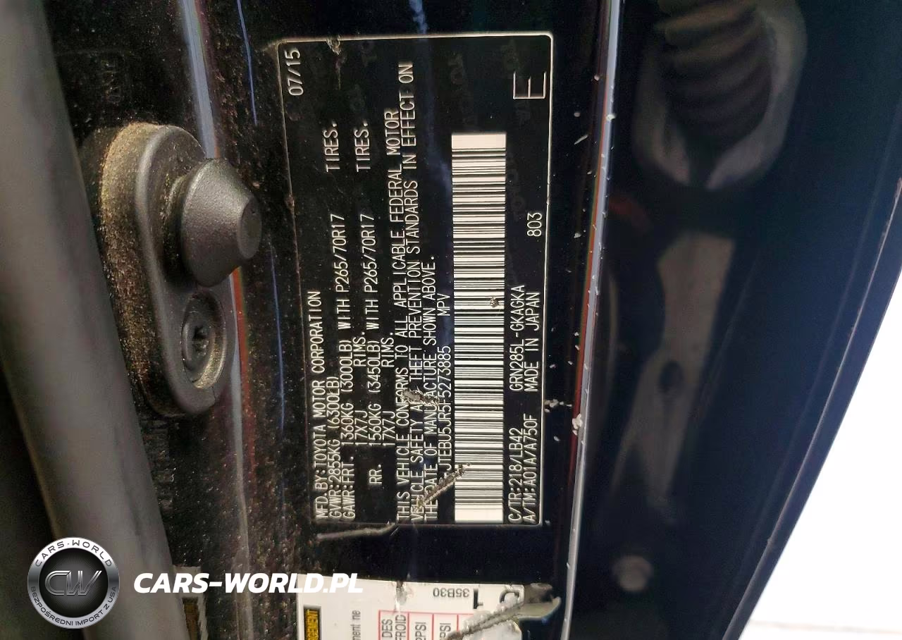 2015 Toyota 4Runner Sr5 Premium VIN:JTEBU5JR5F5273885 - 13