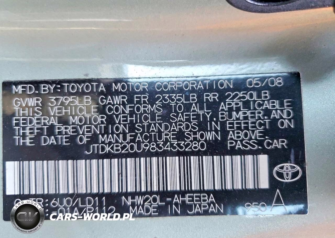 2008 Toyota Prius Base VIN:JTDKB20U983433280 - 12