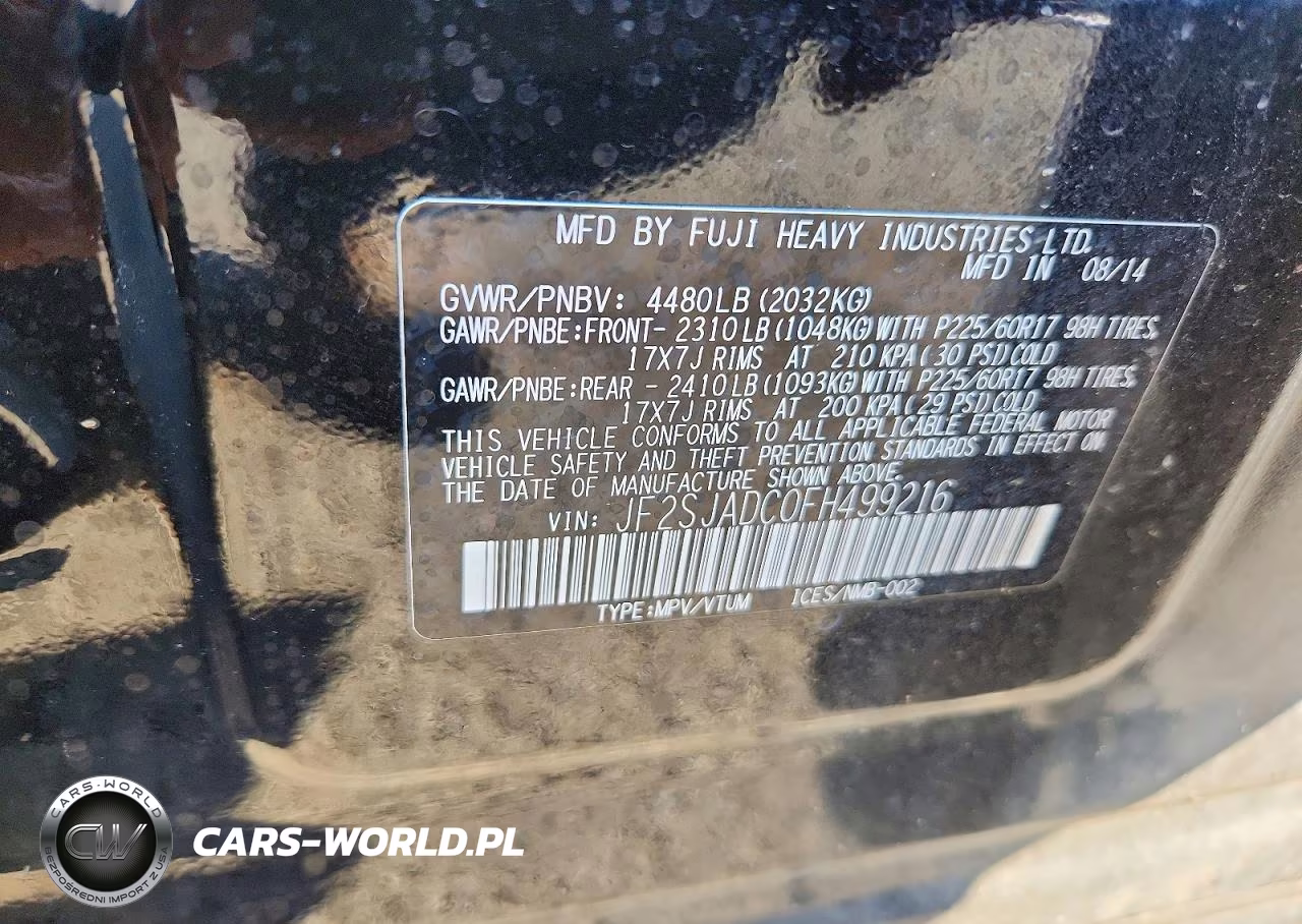 2015 Subaru Forester 2.5I Premium VIN:JF2SJADC0FH499216 - 13
