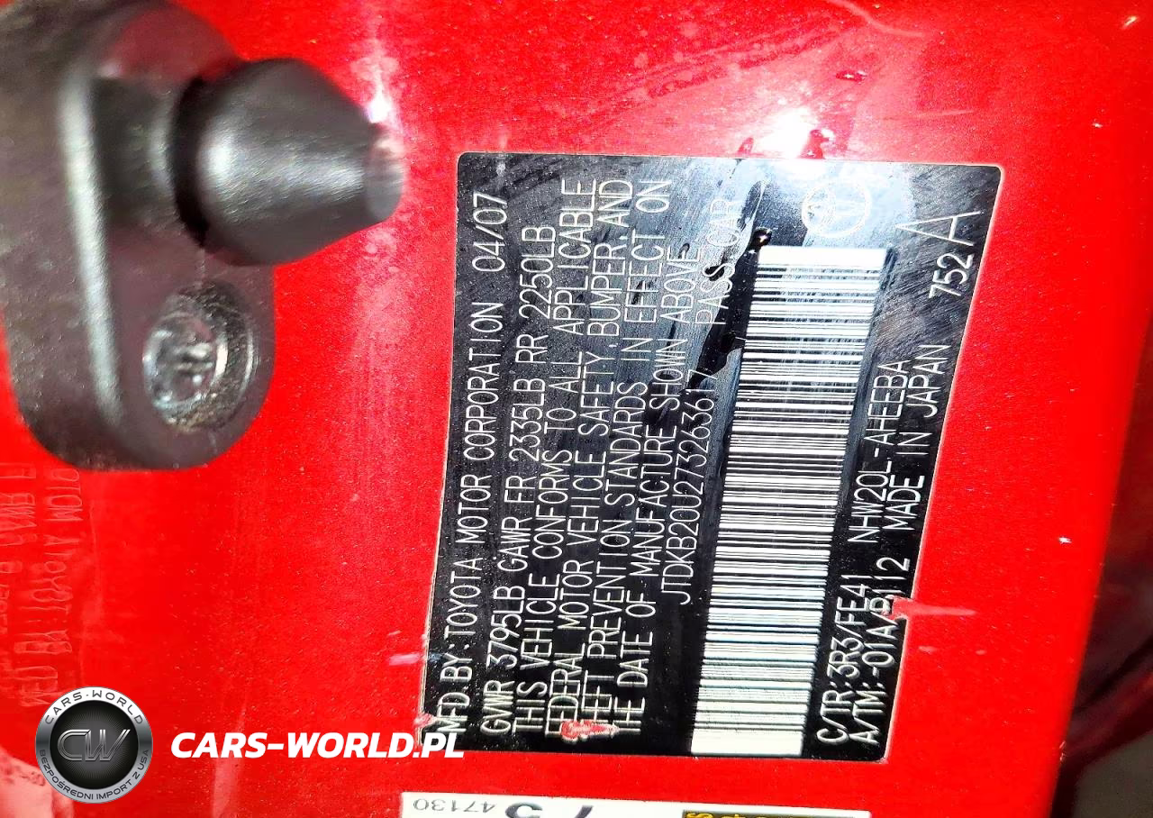 2007 Toyota Prius Base VIN:JTDKB20U273263617 - 13