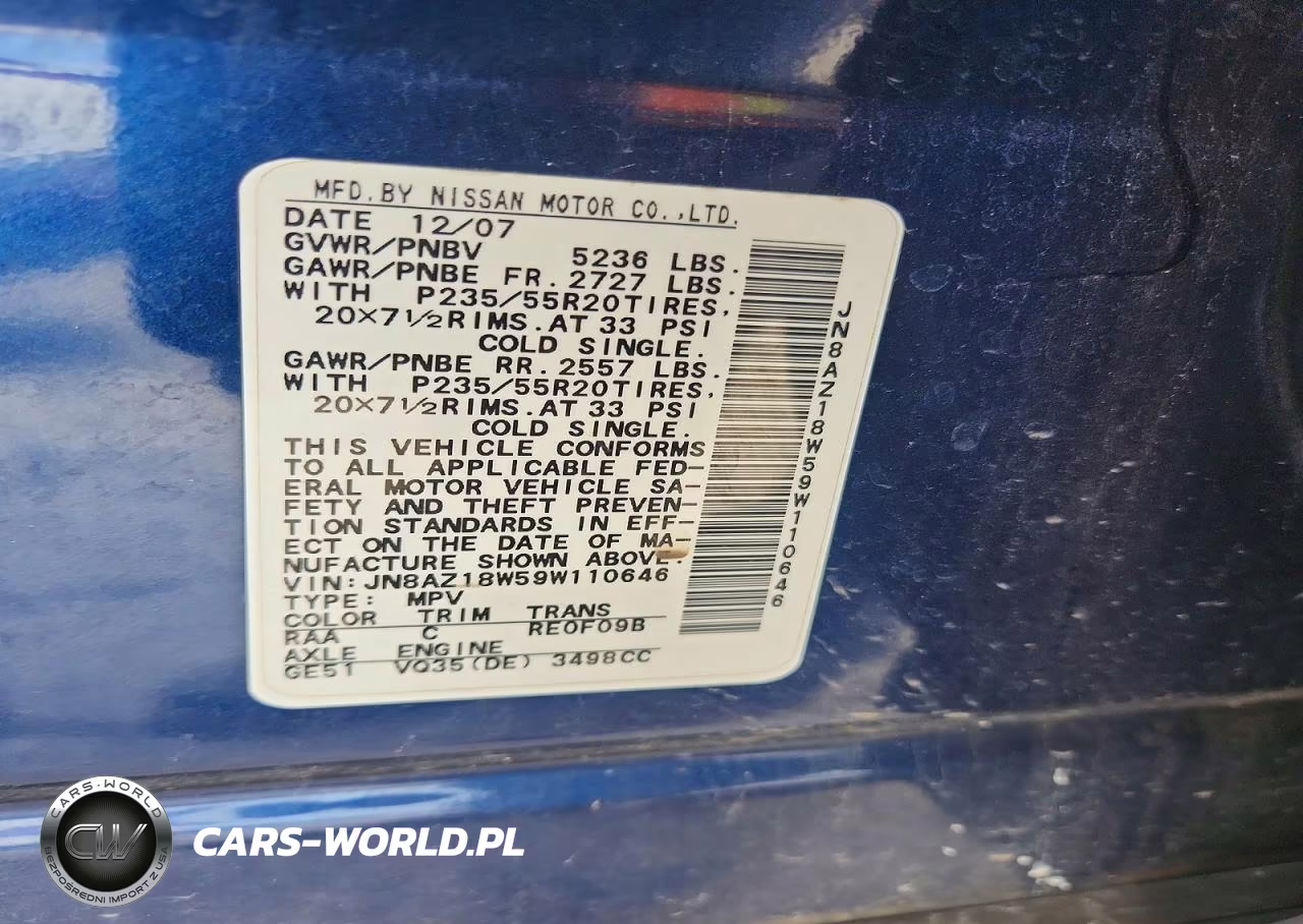 2009 Nissan Murano S VIN:JN8AZ18W59W110646 - 14