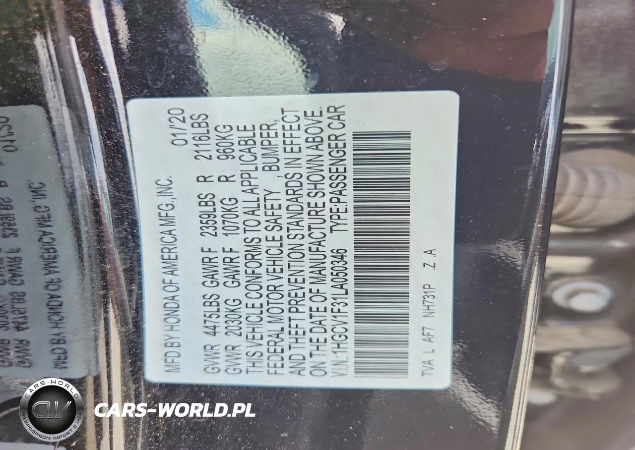 2020 Honda Accord Sport VIN:1HGCV1F31LA050346 - 12