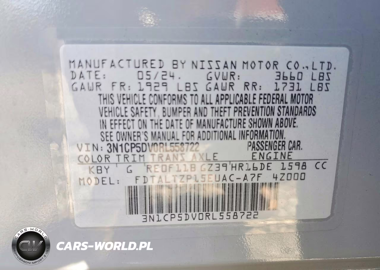 2024 Nissan Kicks Sr VIN:3N1CP5DV0RL558722 - 12