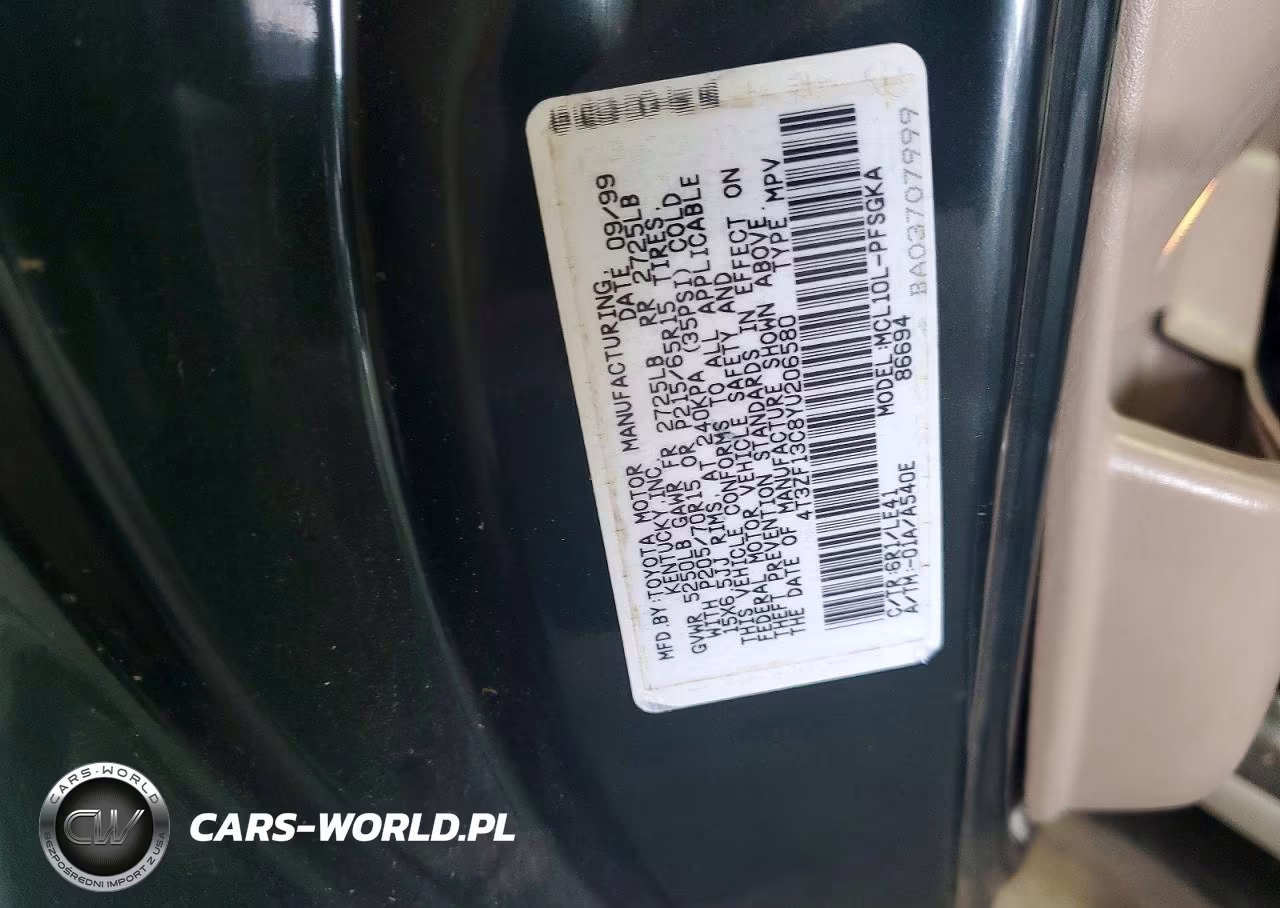 2000 Toyota Sienna Xle VIN:4T3ZF13C8YU206580 - 13
