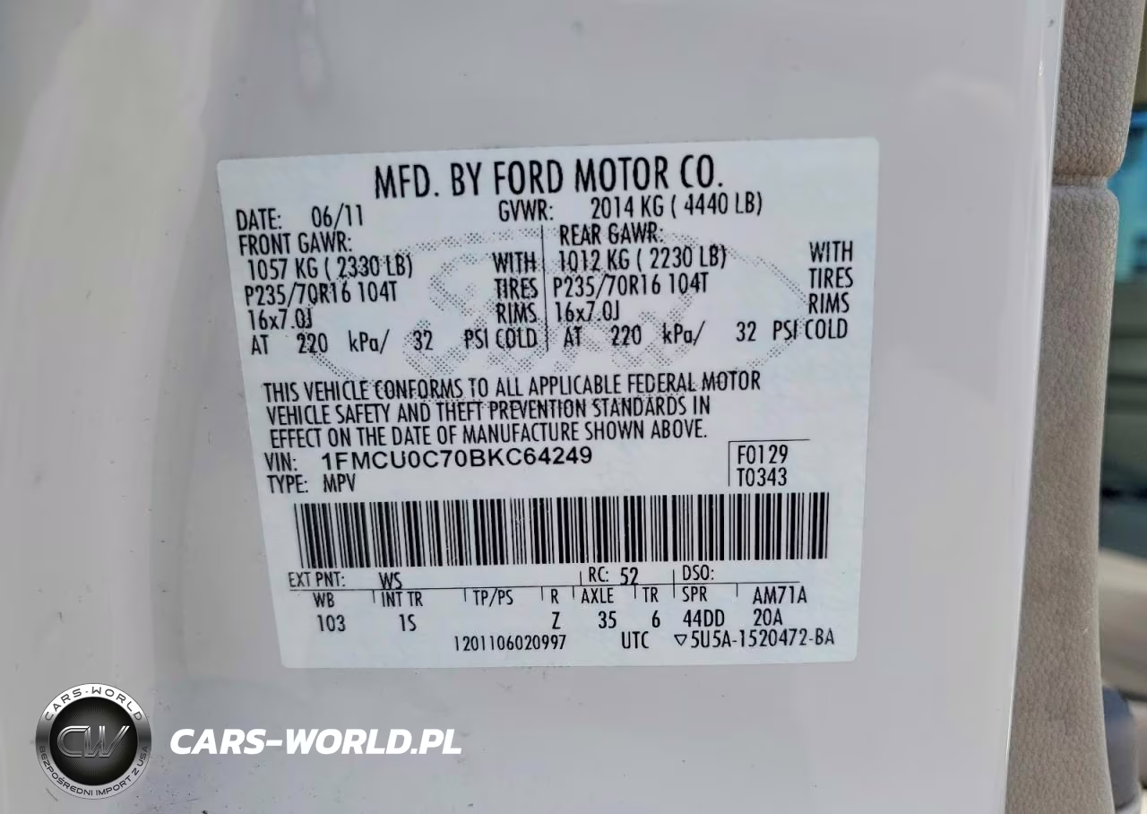 2011 Ford Escape Xls VIN:1FMCU0C70BKC64249 - 13