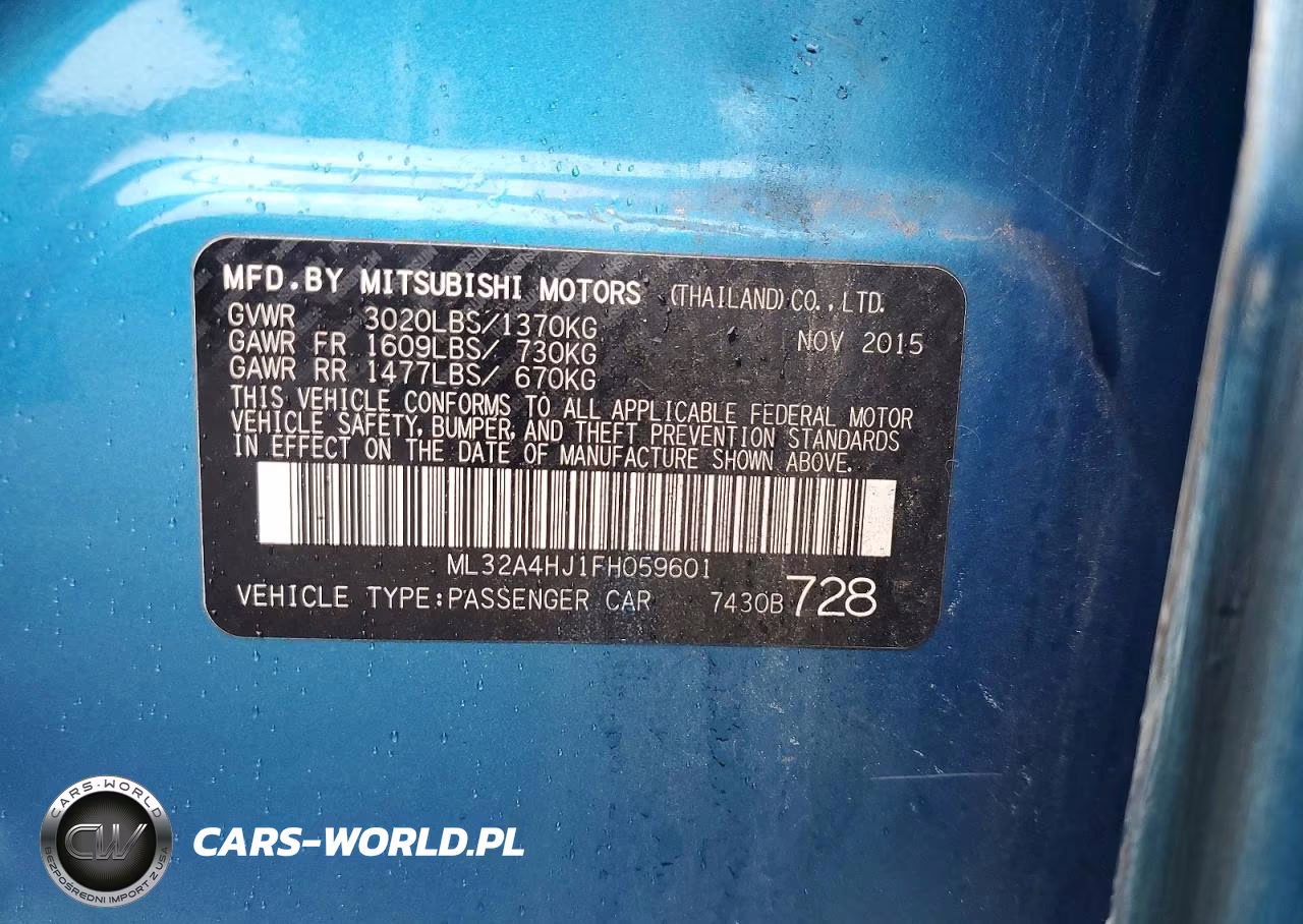 2015 Mitsubishi Mirage Es VIN:ML32A4HJ1FH059601 - 12