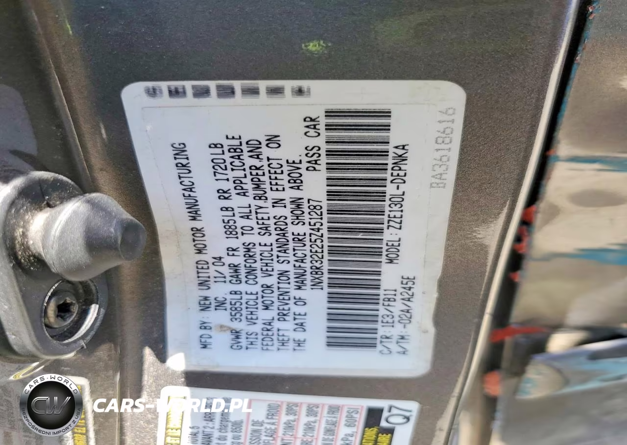 2005 Toyota Corolla Le VIN:1NXBR32E25Z451287 - 12