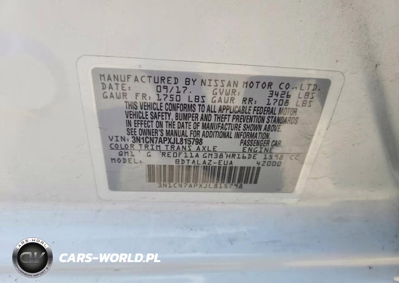 2018 Nissan Versa S Plus VIN:3N1CN7APXJL815798 - 13