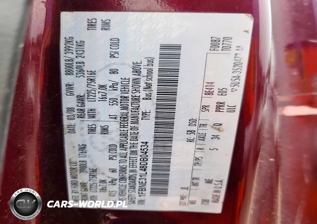2008 Ford Econoline E350 Super Duty Wagon VIN:1FBNE31L48DB04534 - 13