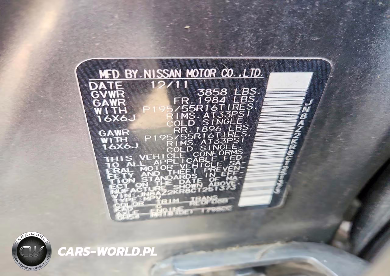 2012 Nissan Cube 1.8 VIN:JN8AZ2KR8CT251373 - 12