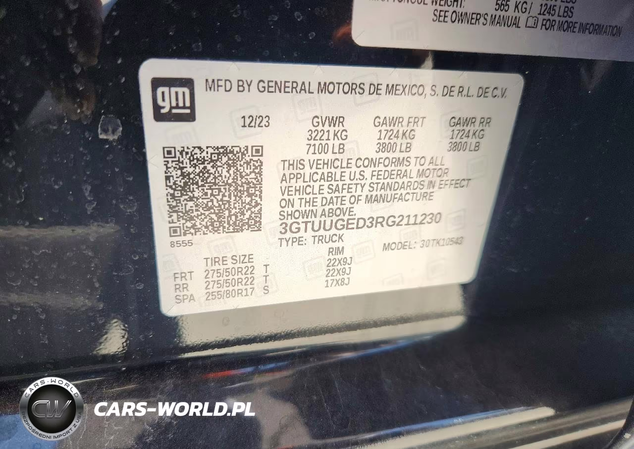 2024 GMC Sierra K1500 Denali VIN:3GTUUGED3RG211230 - 12