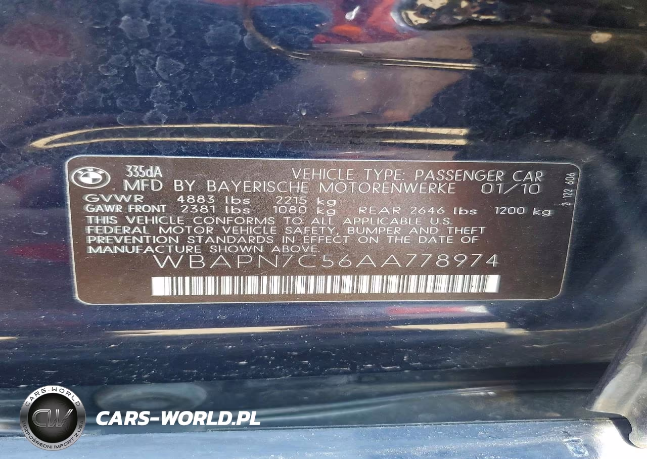 2010 BMW 335 D VIN:WBAPN7C56AA778974 - 12