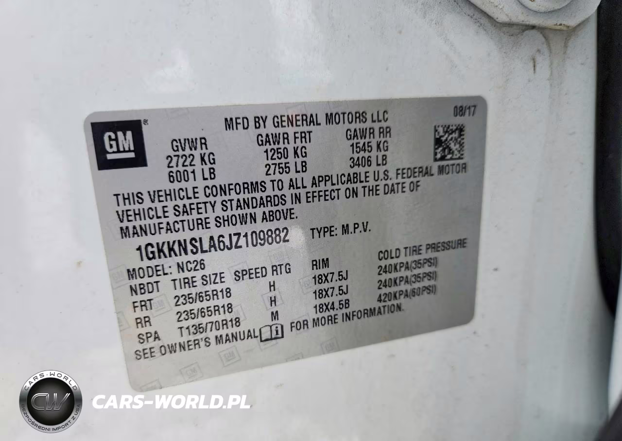 2018 GMC Acadia Sle VIN:1GKKNSLA6JZ109882 - 13