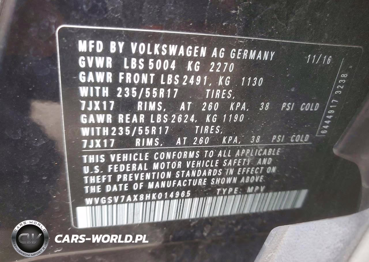 2017 Volkswagen Tiguan Wolfsburg VIN:WVGSV7AX8HK014965 - 12