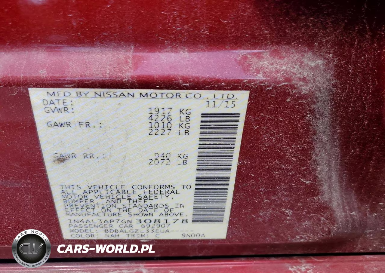2016 NISSAN ALTIMA 2.5 S VIN:1N4AL3AP7GN308178 - 12