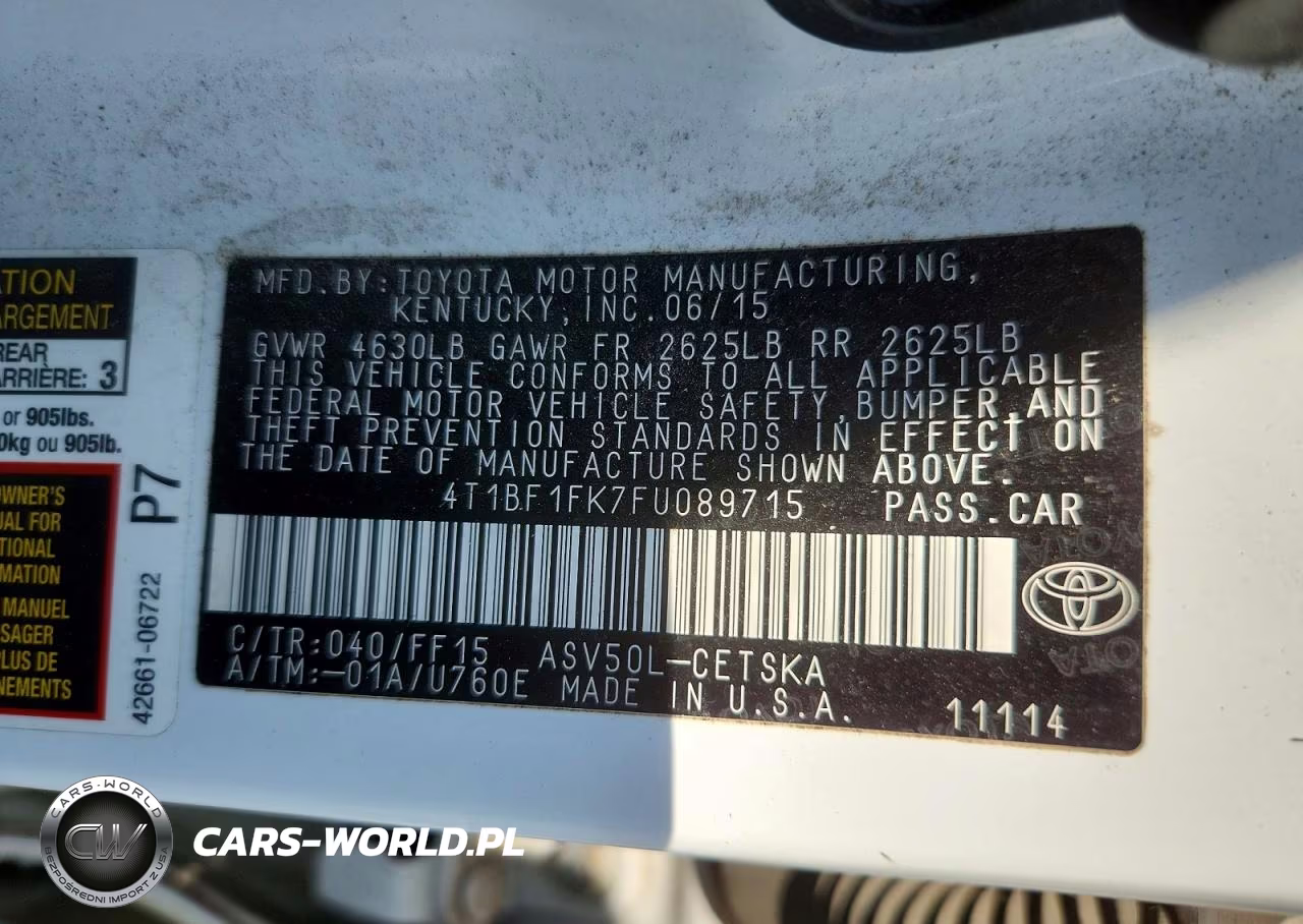 2015 Toyota Camry Se VIN:4T1BF1FK7FU089715 - 12