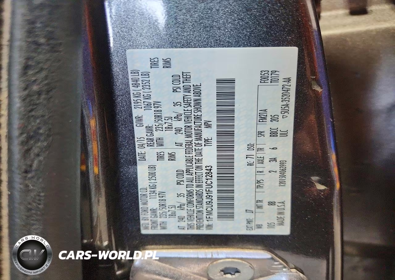 2015 Ford Escape Titanium VIN:1FMCU9J91FUC12843 - 13