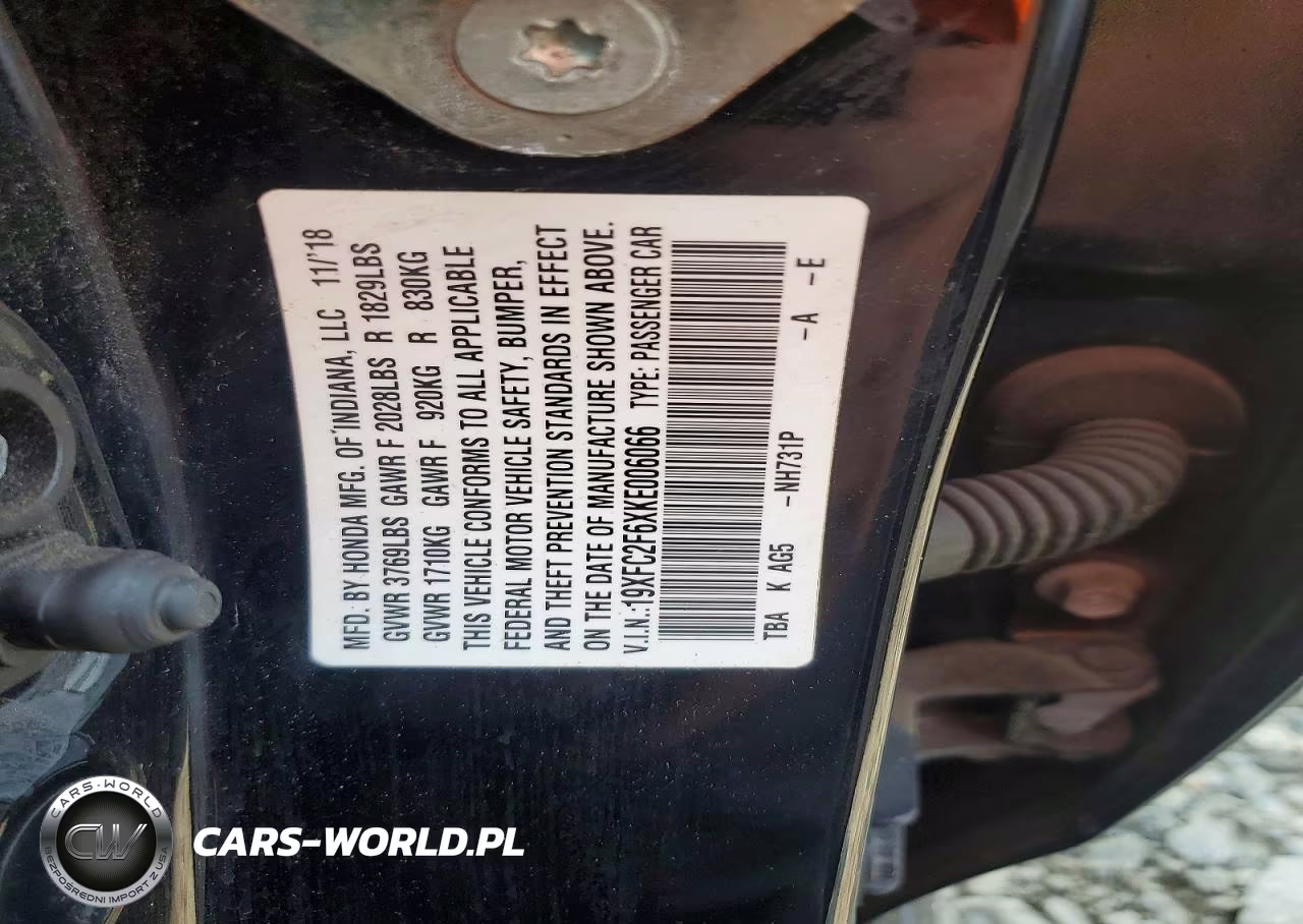 2019 Honda Civic Lx VIN:19XFC2F6XKE006066 - 12
