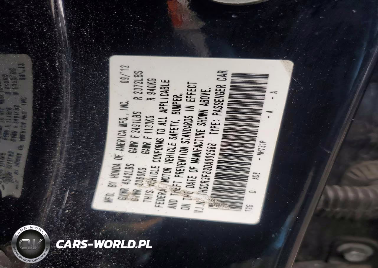 2013 Honda Accord Touring VIN:1HGCR3F89DA002588 - 12