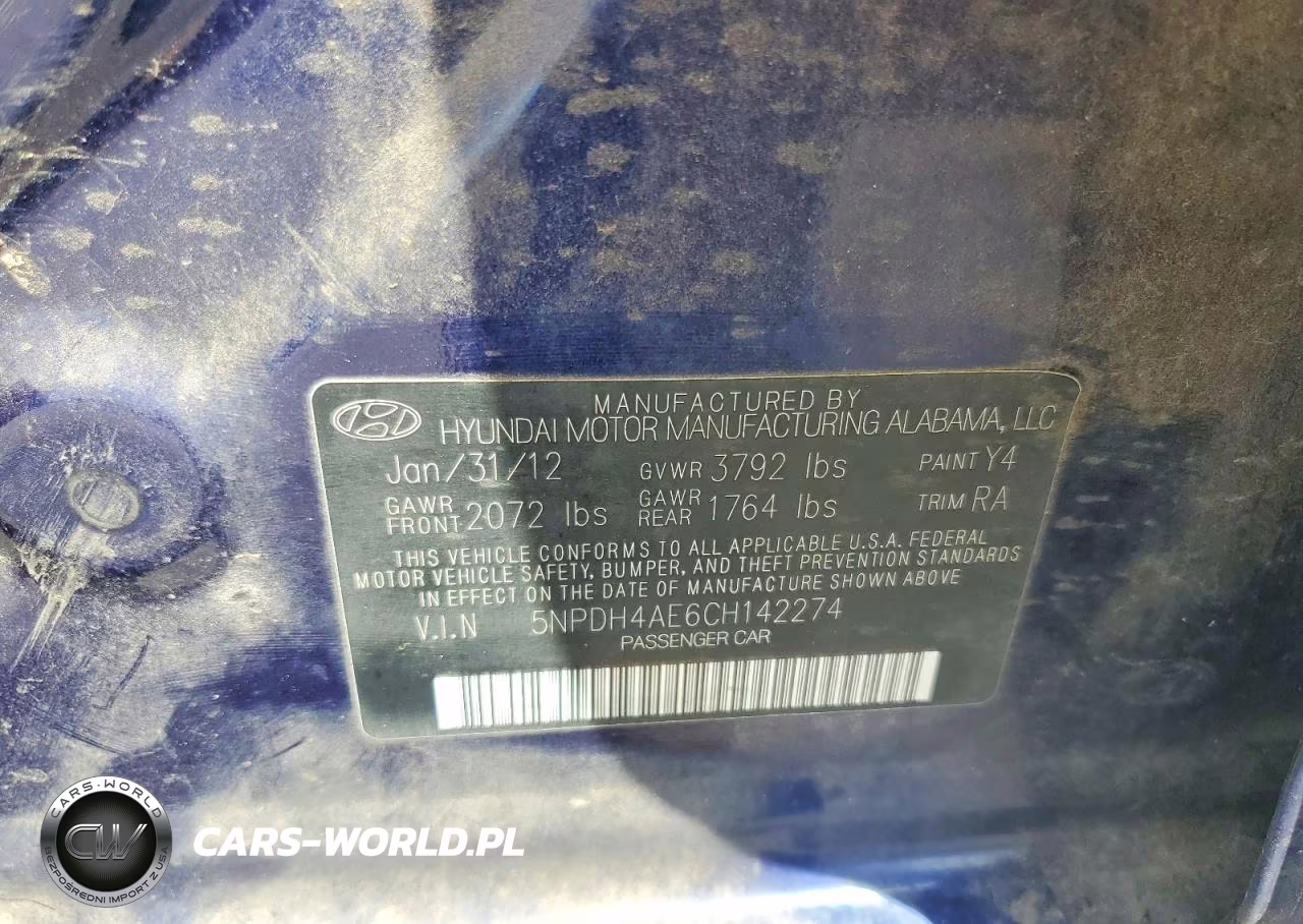 2012 Hyundai Elantra Gls VIN:5NPDH4AE6CH142274 - 12