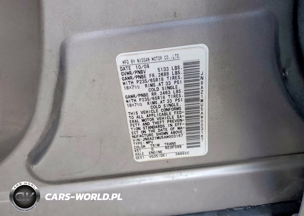 2010 Nissan Murano S VIN:JN8AZ1MU5AW003167 - 13