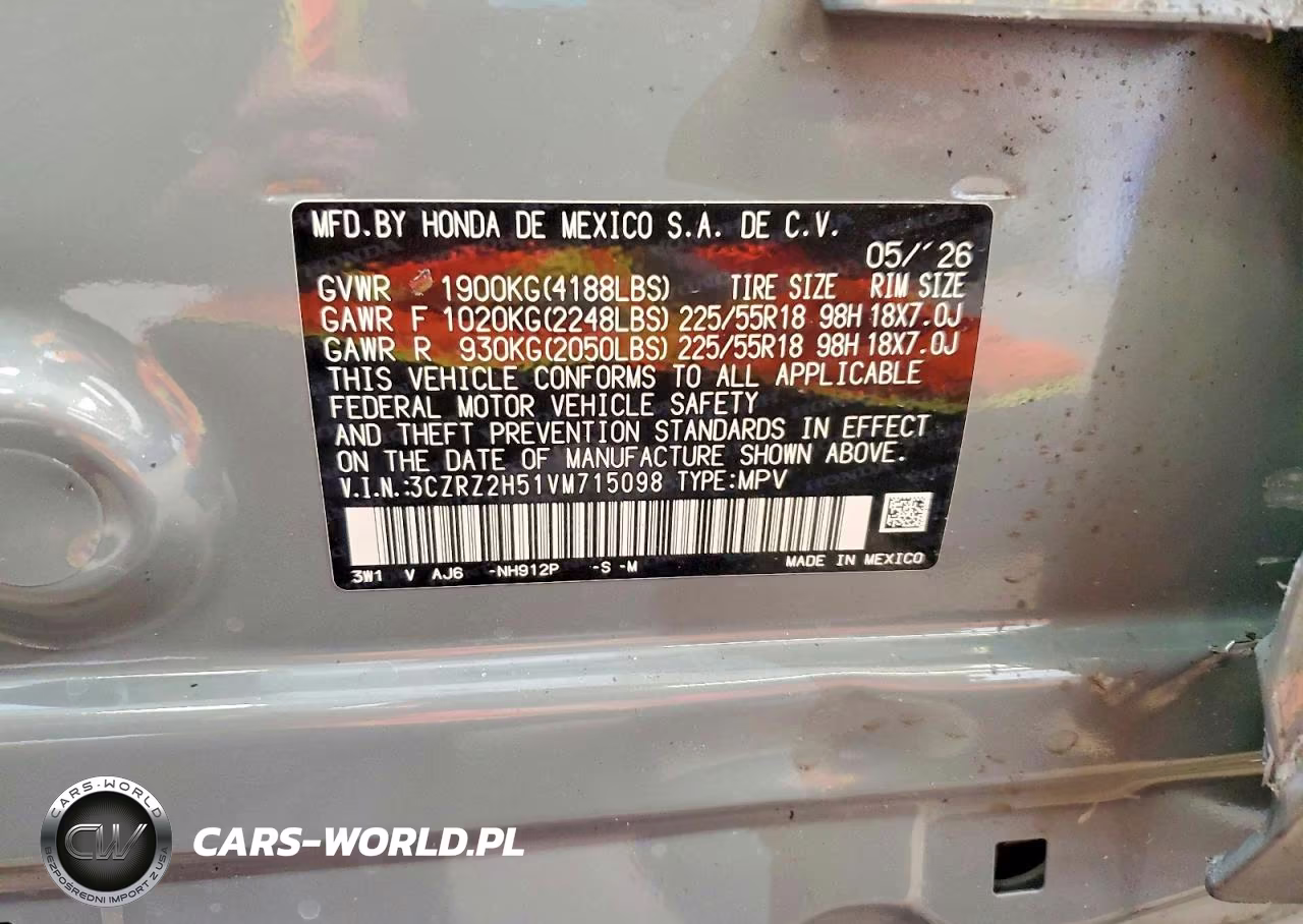 2027 Honda Hr-V Sport VIN:3CZRZ2H51VM715098 - 13