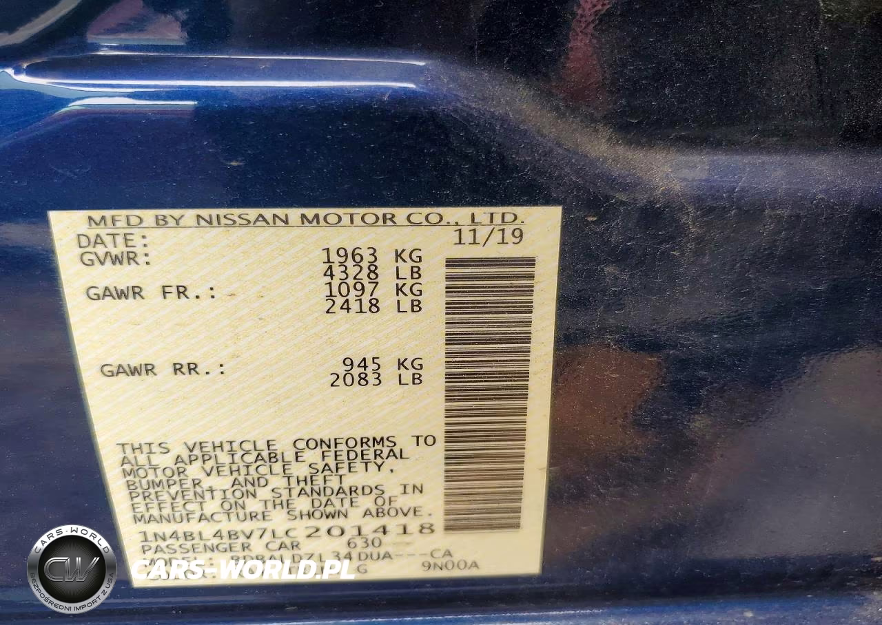 2020 Nissan Altima S VIN:1N4BL4BV7LC201418 - 12