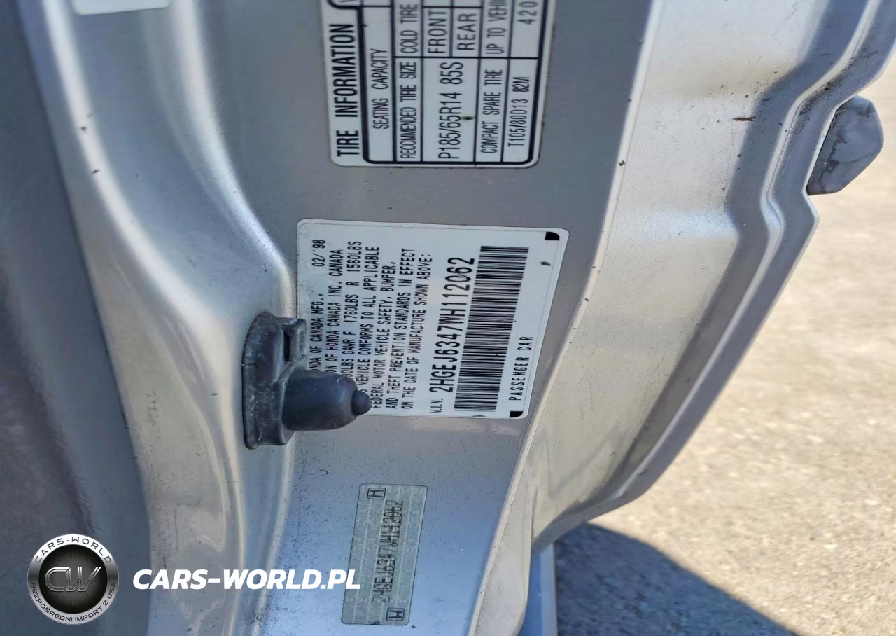 1998 Honda Civic Dx VIN:2HGEJ6347WH112062 - 12