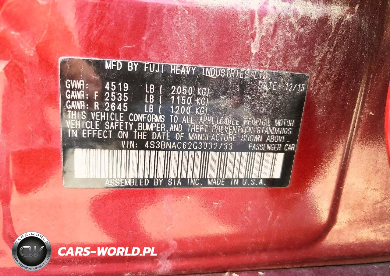 2016 Subaru Legacy 2.5I Premium VIN:4S3BNAC62G3032733 - 12