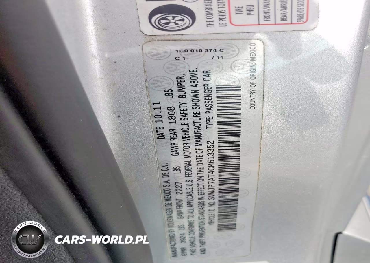 2012 Volkswagen Beetle VIN:3VWJP7AT4CM613352 - 12