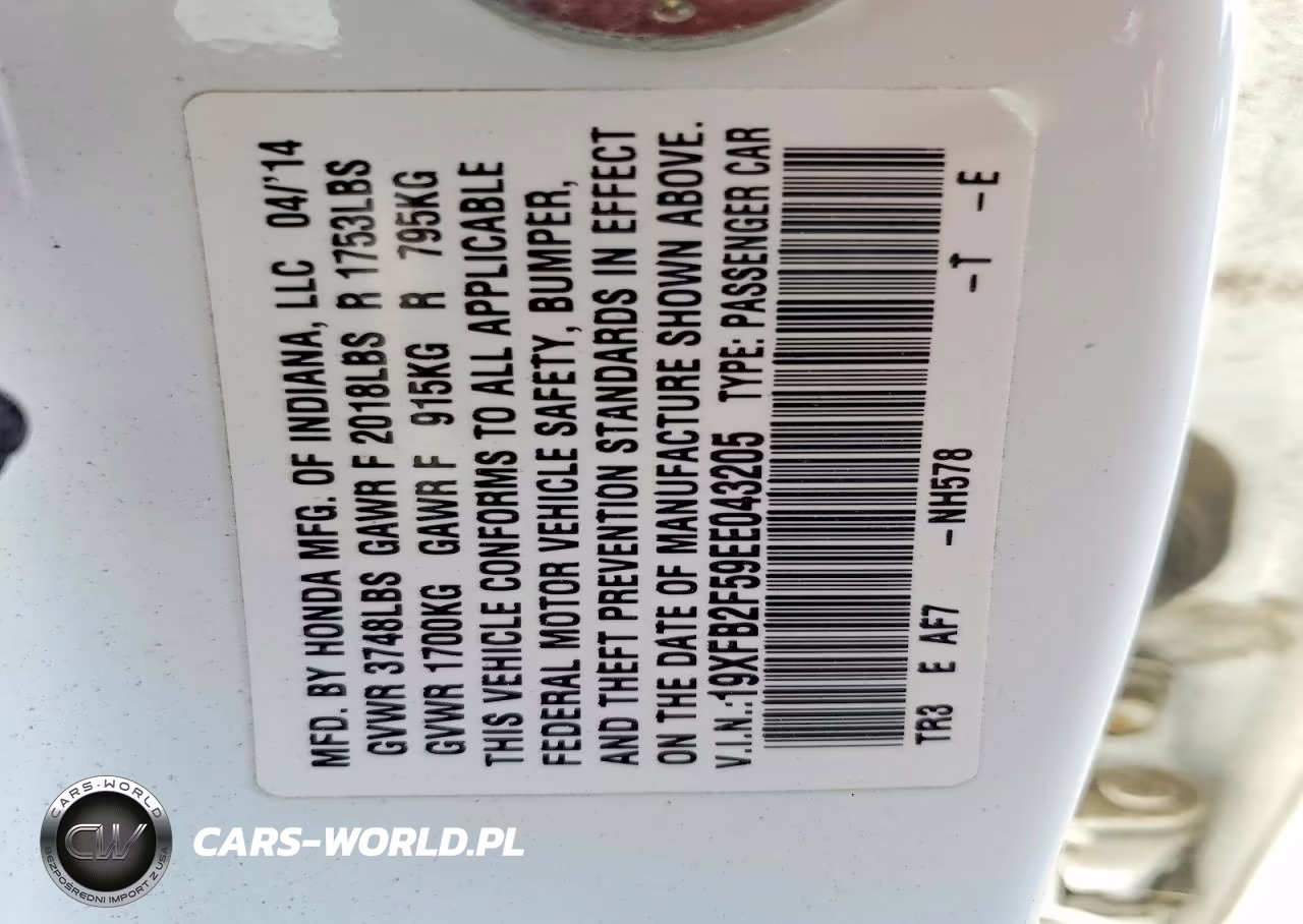 2014 Honda Civic Lx VIN:19XFB2F59EE043205 - 13