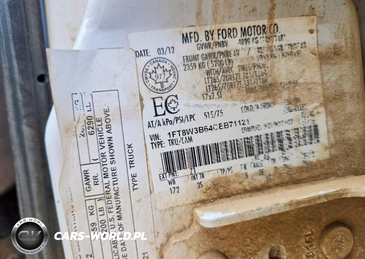 2012 Ford F350 Super Duty VIN:1FT8W3B64CEB71121 - 12